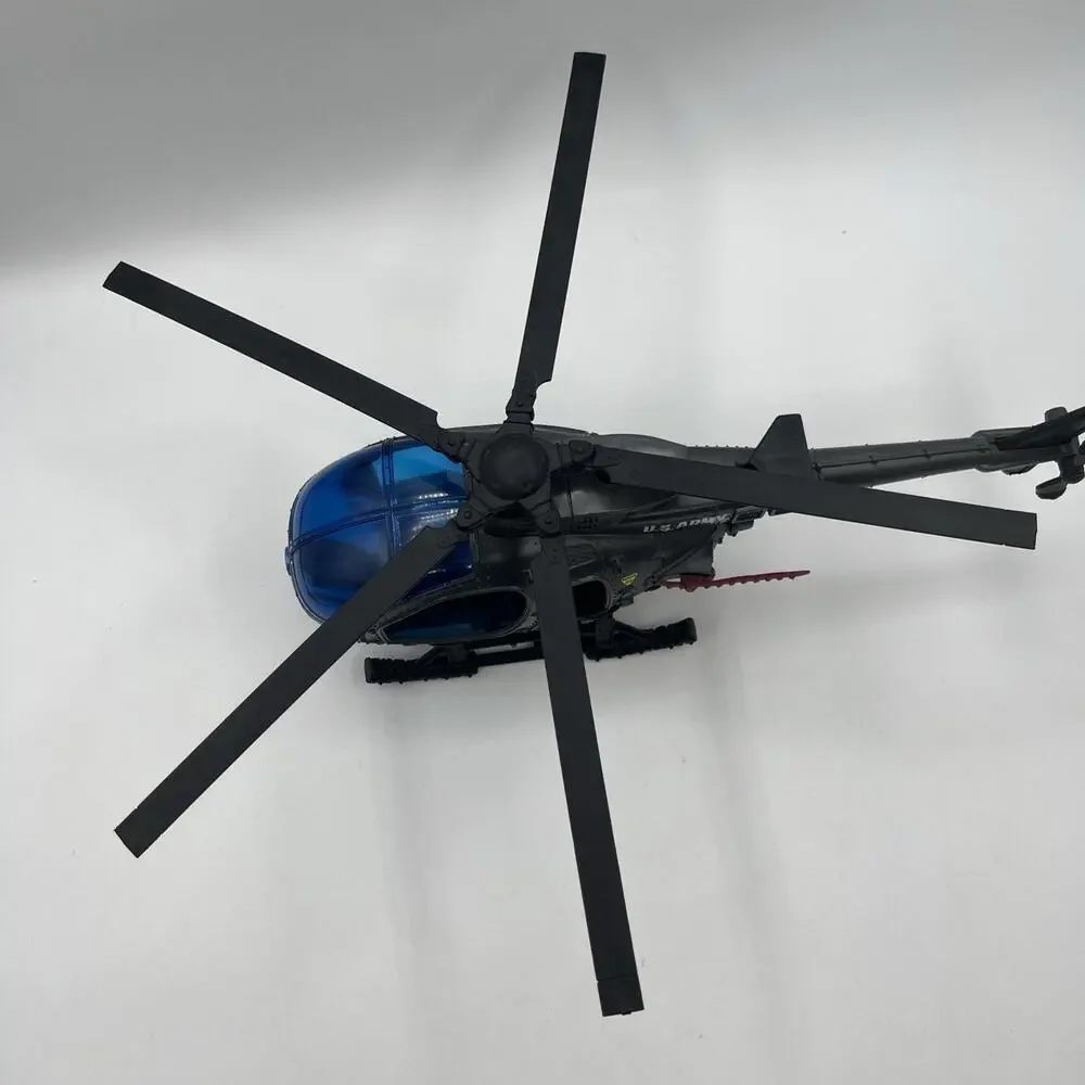 US Army Military Toy Helicopter Gray Blue Black w/ Blue Canopy Adjustable Blades